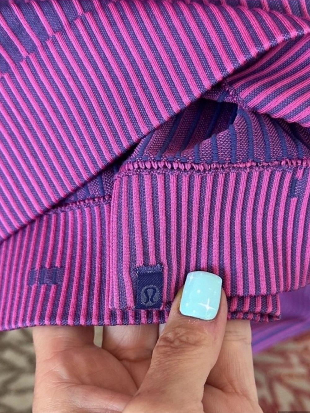 Lululemon Rest Less Cropped Half Zip Psychic Purple Sonic Pink Rib Size 8 - Picture 4 of 7